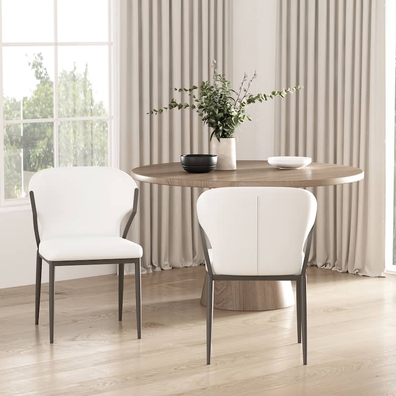 Manhattan Comfort Kirsten Camel Leatherette Dining Chair - White - Set of 2
