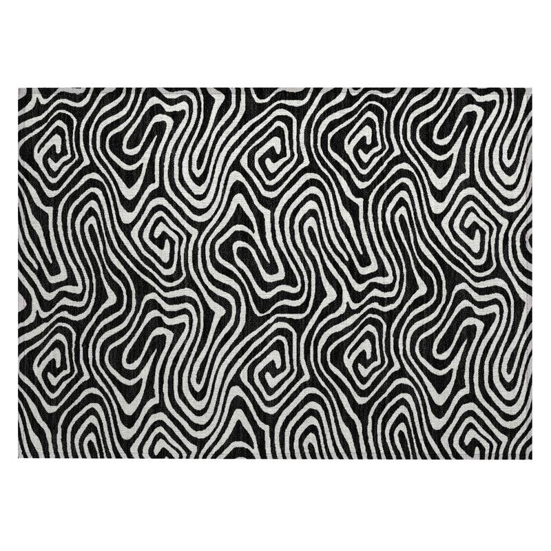Machine Washable Indoor/ Outdoor Abstract Modern Chantille Rug