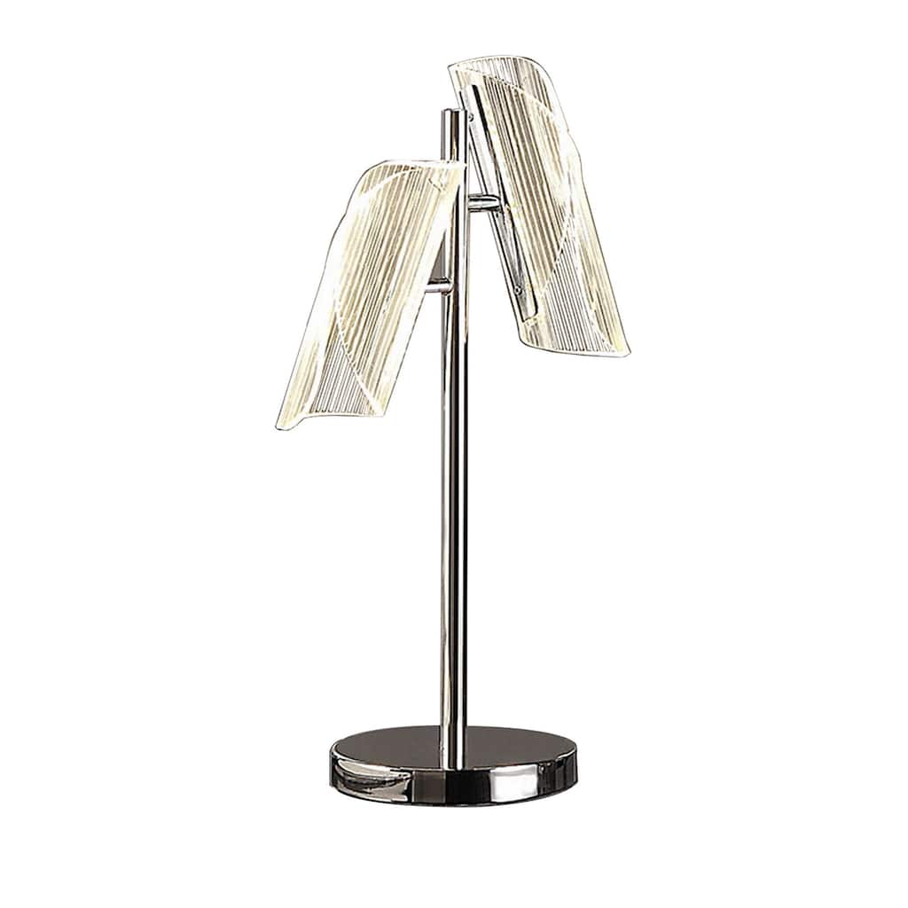 Spark 23 Inch Table Lamp, 2 Cylindrical Shades, Bright Nickel Silver Finish