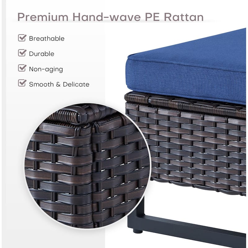Gymojoy Outdoor Rattan Wicker Ottoman Seat