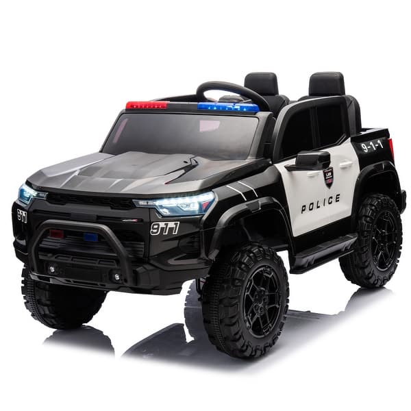 slide 2 of 18, 4WD 800W Motors, 24V 2 Seat Kids Ride on Electric Police Car Black