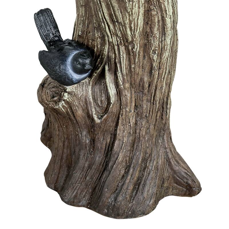 23in H Birdbath for Outdoor Garden with a Fake Bird Decor