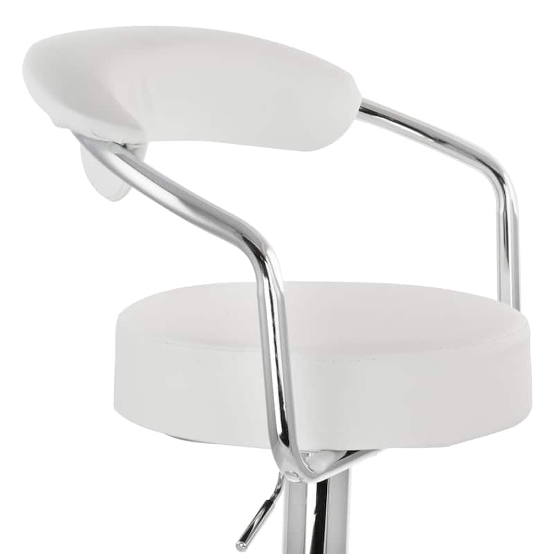Faux Leather Retro Adjustable Swivel Bar Stool White Set of 2