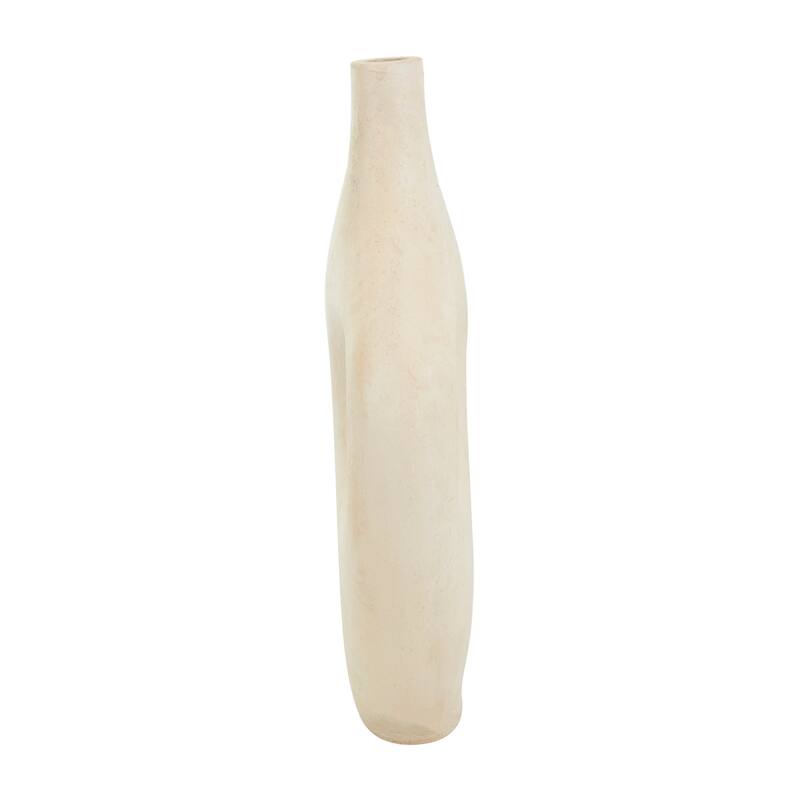 Beige Paper Mache Abstract Double Handle Decorative Vase