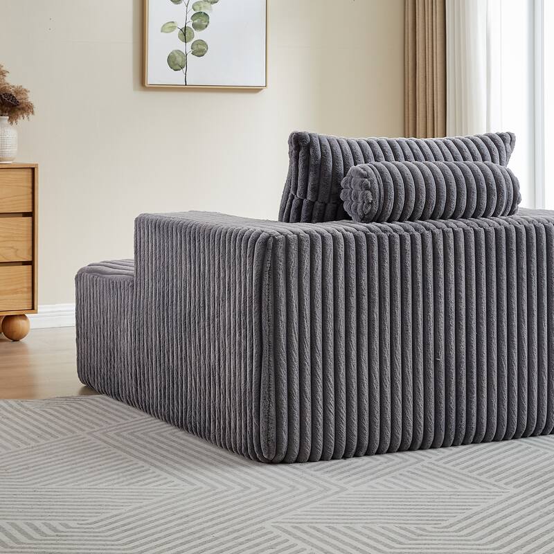 Oversized Corduroy Lounge Chair with Pillow Support - Sofa, Sleeper Couch, Chaise, Ottoman Bench