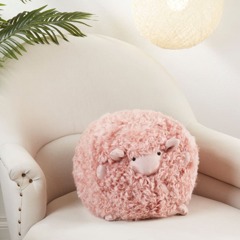 Wooly Wonder Baby Lamb Poly Filled Throw Pillow