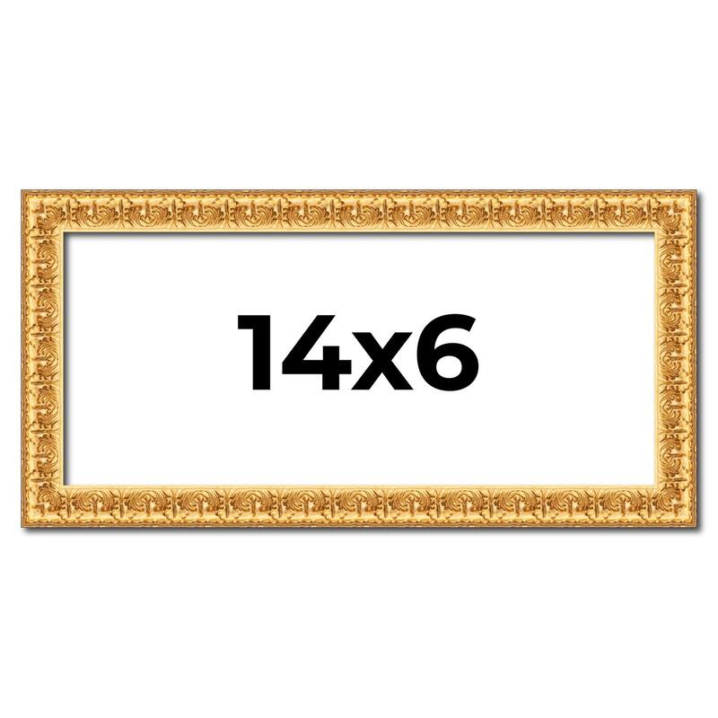 14x6 Frame Gold Real Wood Picture Frame Width 1 inches | Interior