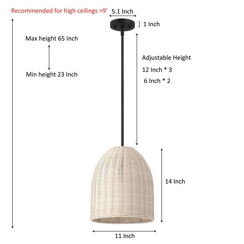 Acroma 1-light Farmhouse Rattan Kitchen Island Pendant - 12