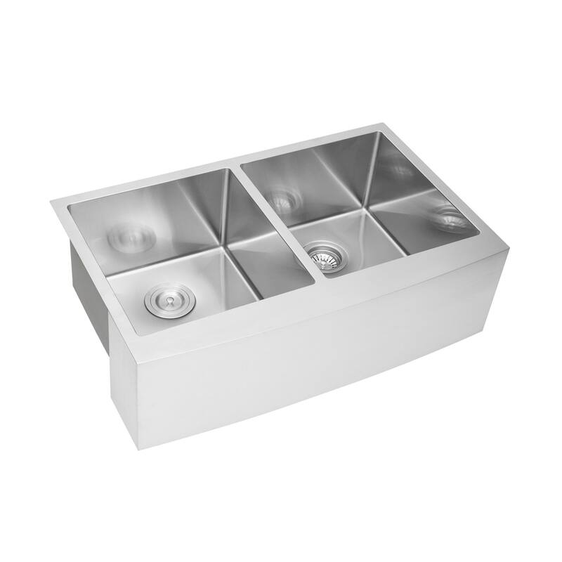 36-inch Stainless Steel Farmhouse Apron-Front Double Bowl Kitchen Sink