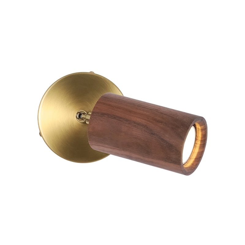 Modern Cylinder Wood Grain Dual-Mount Adjustable Wall Sconce - 4.7in