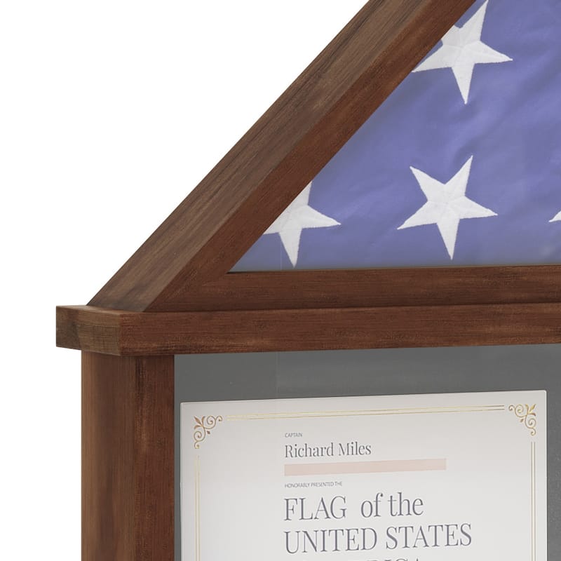 Glass Front Flag Display Case with Certificate Holder
