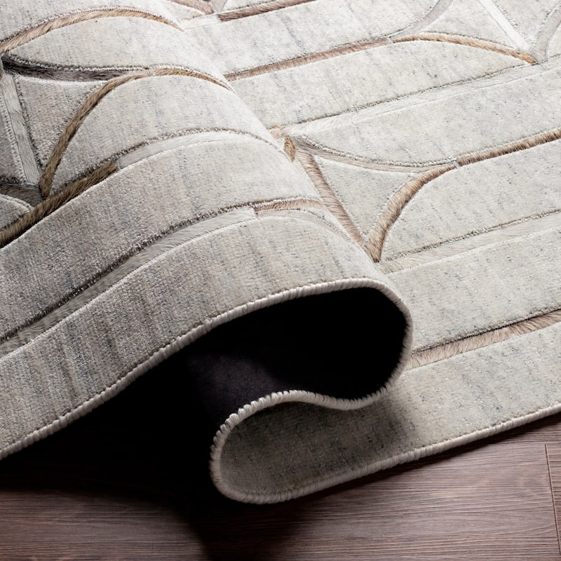 Hirah Modern Diamond Viscose & Hair-on-hide Area Rug