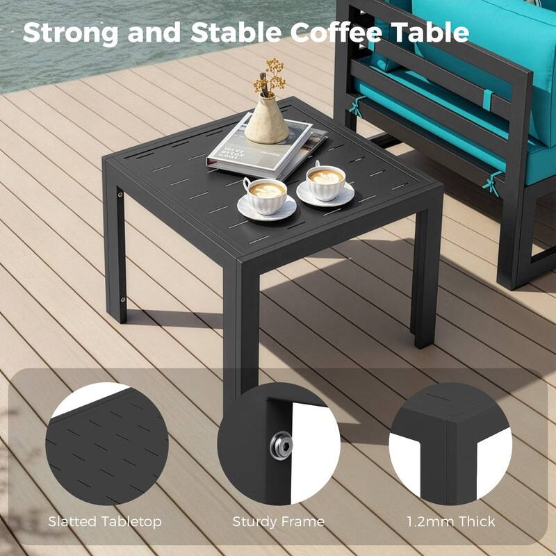 11-Piece Luxury Aluminum Outdoor Furniture Set with Chaise Lounge & Fire Pit Table, 29" Deep Seating Aluminum Patio Sectional