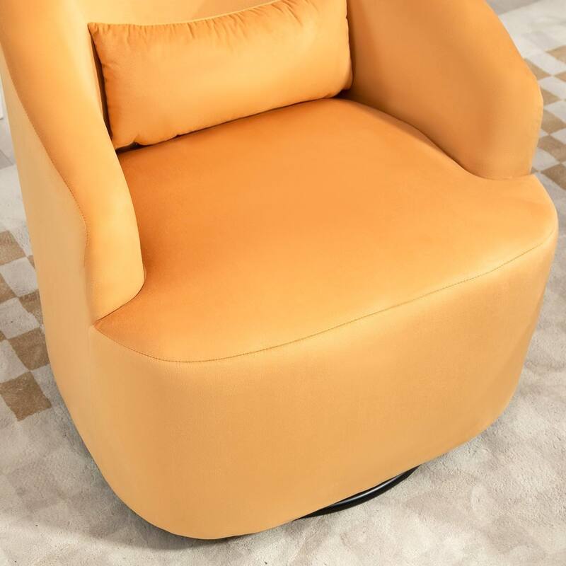 Accent Chair with Barrel-shaped Design and 360 Degree Swivel Feature