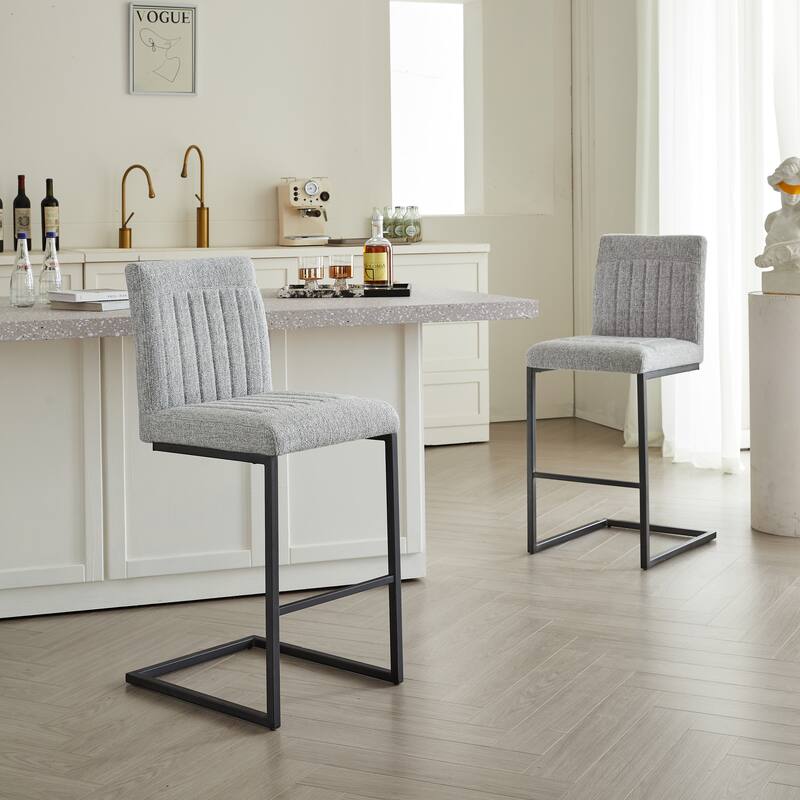 2 Sets Bar Stool - Fabric Chair with Sturdy Metal Frame, Stylish & Comfortable Seating for Kitchen Island, Living Room