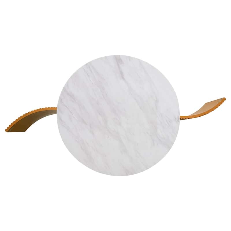 INK IVY Layana Faux White Marble Round Coffee Table with Storage - 35.5" x 17"H