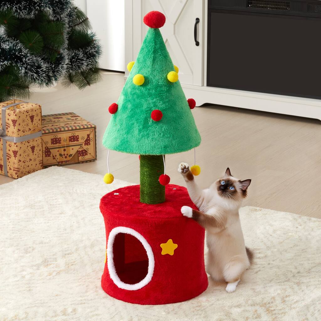 Christmas Cat Tree Tower for Indoor Cats - Green