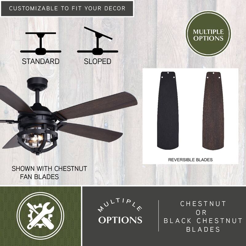 Barnes 54 in. Farmhouse Outdoor Ceiling Fan with Light Kit and Remote