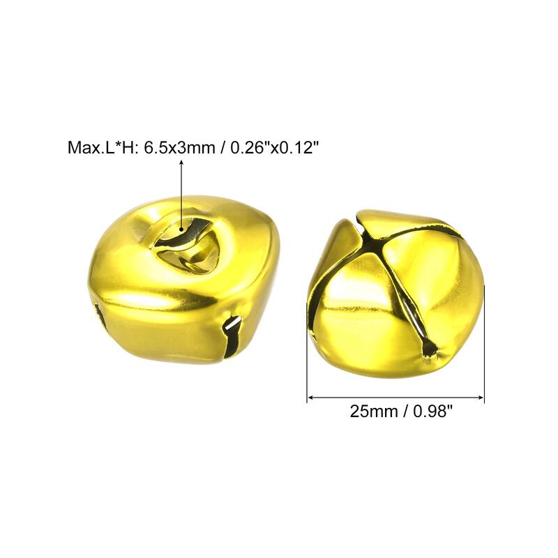 Jingle Bells, 25mm 8pcs Small Bells for Crafts DIY Christmas, Gold Tone - 25mmx25mm