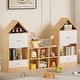 preview thumbnail 1 of 38, House-Shaped Children's Bookshelf，Multi-Functional Organizer for Books & Toys Natural Wood