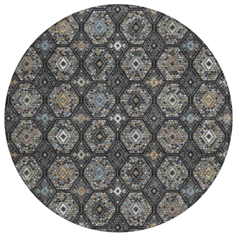 Machine Washable Indoor/ Outdoor Modern Hexi Chantille Rug