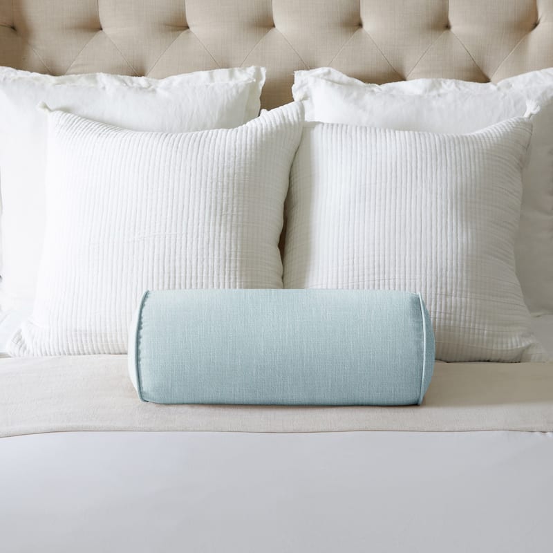Sorra Home Corded Linen Texture Bolster Pillow - 8 in H x 20 in W x 8 - Light blue