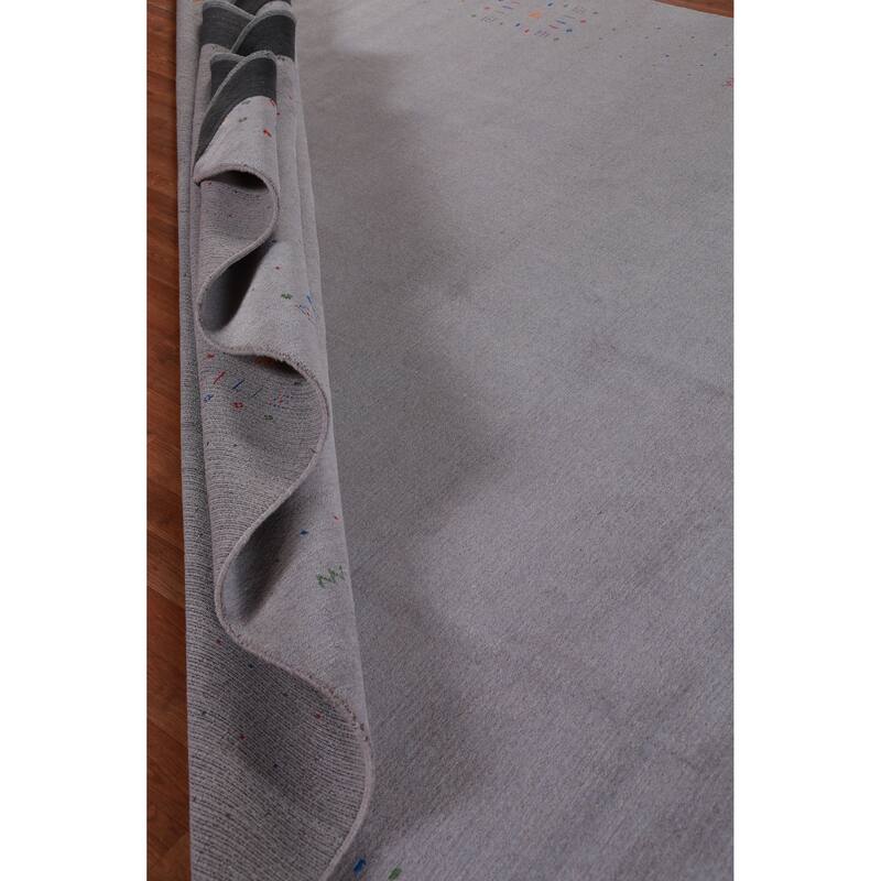 Hand Knotted Oriental 100% Wool Carpet Tribal Tribal Greys & Charcoal Gabbeh Area Rug - 11' 10'' X 9' 2''