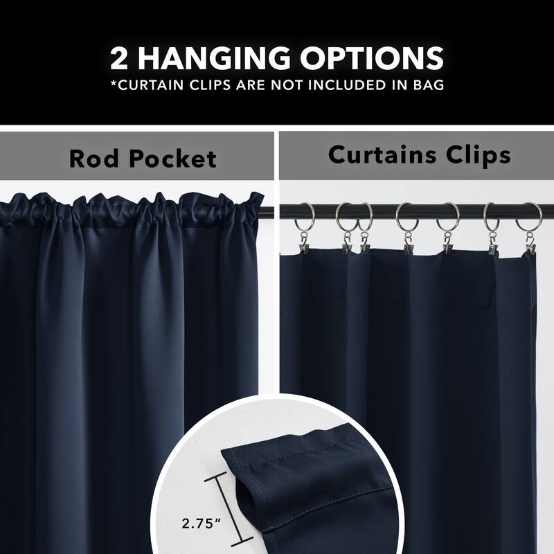 Deconovo 2-Pack Thermal Room Darkening Rod Pocket Curtains