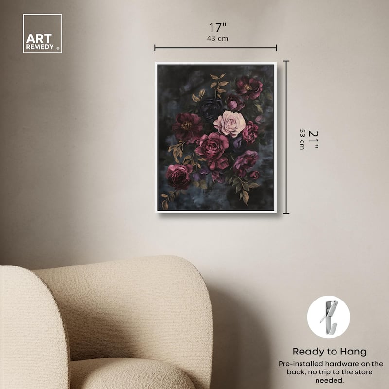 Vintage Dark Roses Canvas by Art Remedy