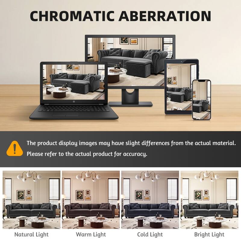 89" Chesterfield Pull Out Sofa Bed - Velvet 3-in-1 Convertible Sleeper with Chaise & Ottoman, King Size Sleeper Sofa