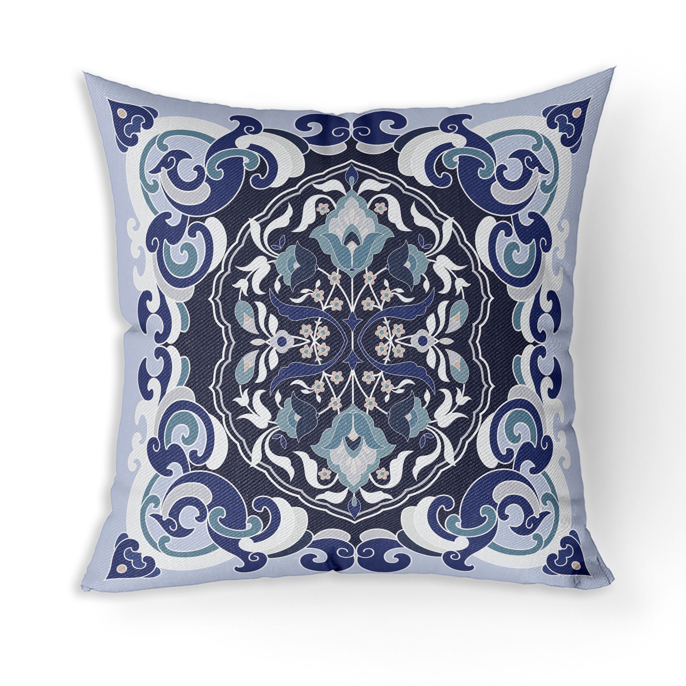Soft Square Escape Broadcloth Pillow With Removable Cover in Blue White
