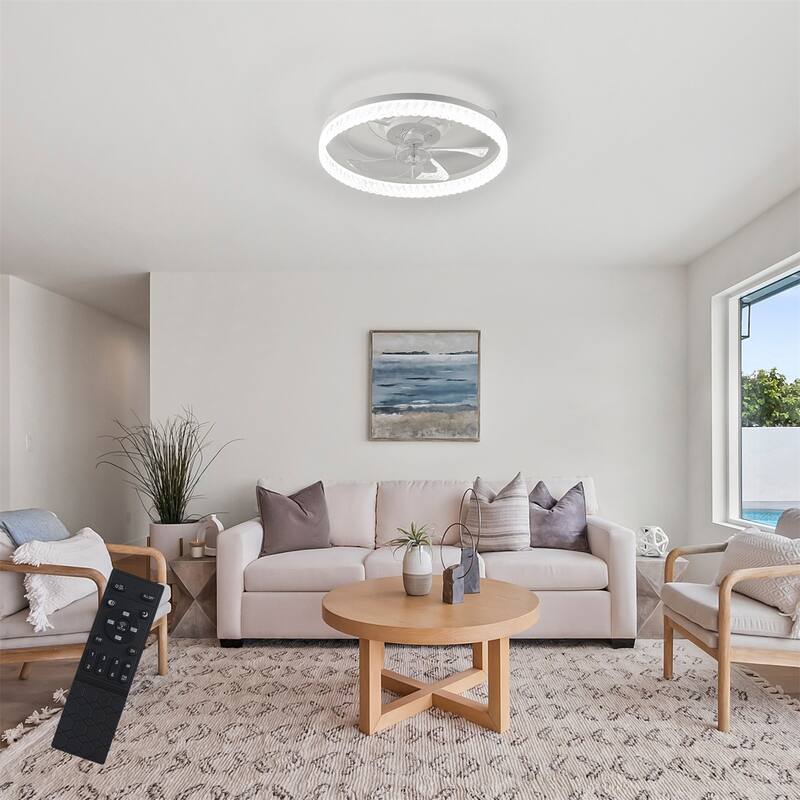 19" Bedroom Fan Light with Remote Control and Reversible DC Motor w/ LED Light