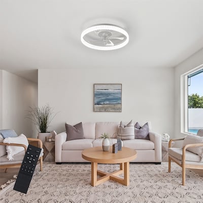 19" Bedroom Fan Light with Remote Control and Reversible DC Motor w/ LED Light