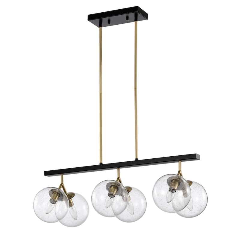 Maxwell 28 Inch Orb Glass Kitchen Island Chandelier 6 Light - N/A