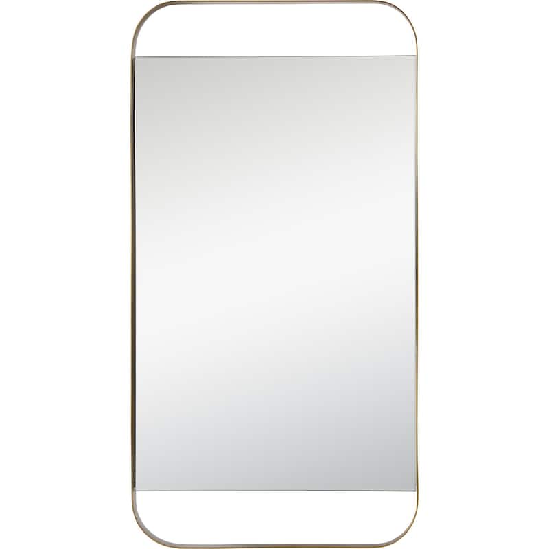 38" Antique Brass Finished Framed Rectangular Wall Mirror