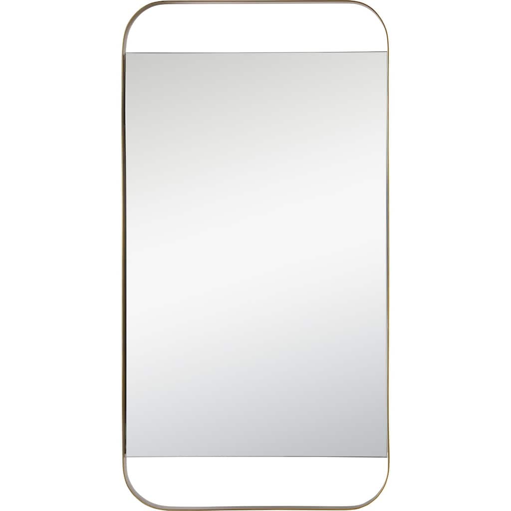 38" Antique Brass Finished Framed Rectangular Wall Mirror