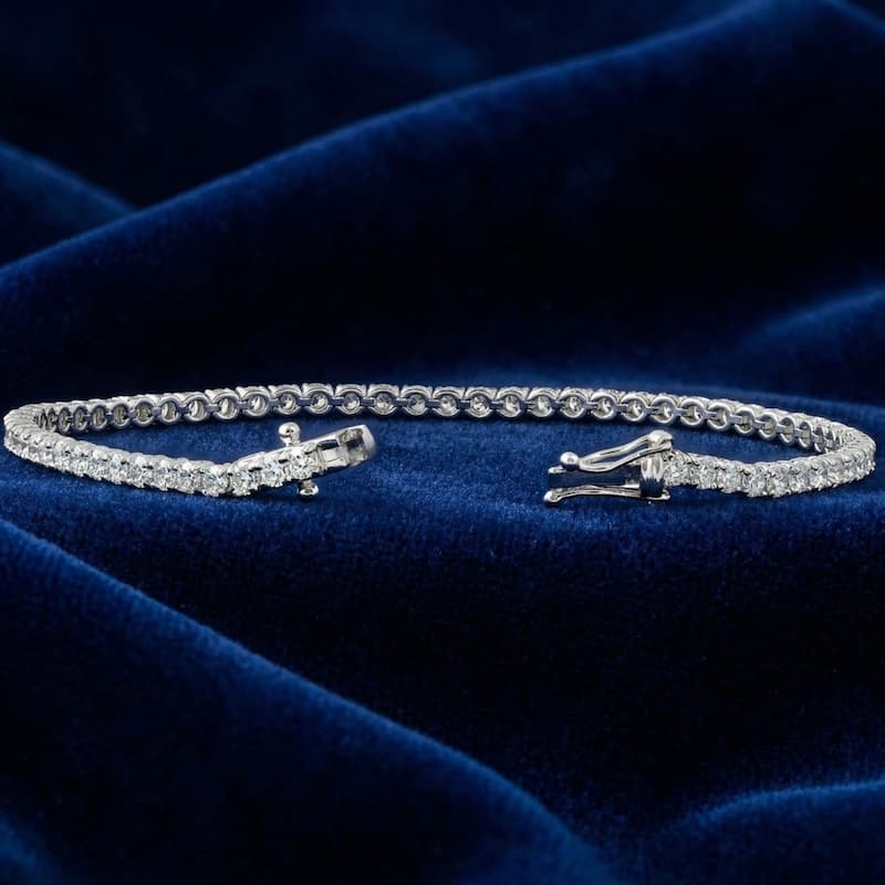 Bliss Diamond 4 Carat TW Round Cut Diamond Tennis Bracelet White Gold Lab Grown