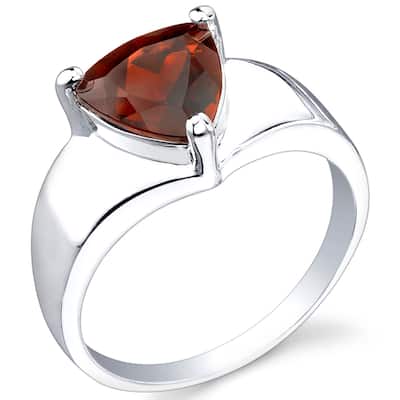 Sterling Silver 2.25 ct Garnet Solitaire Ring