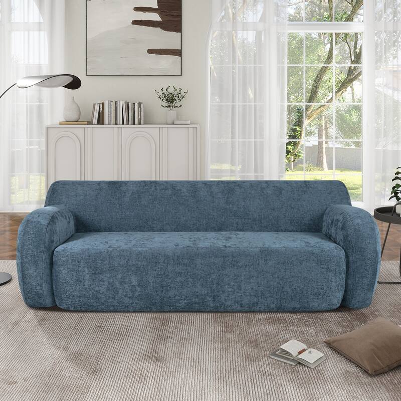 81.5" Ergonomic 3-Seater Curved Sofa, Modular for Living Room, Bedroom, or Apartment - Dark Blue