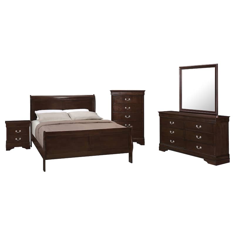 Louis Philippe Panel Bedroom Set Cappuccino