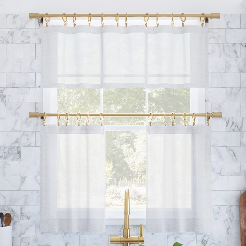 Archaeo Slub Textured Linen Blend Cafe Curtain Pair