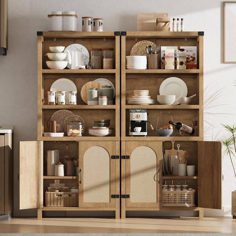 2Pcs Tall Bookshelf with Storage, Bookshelves and Bookcases with Doors