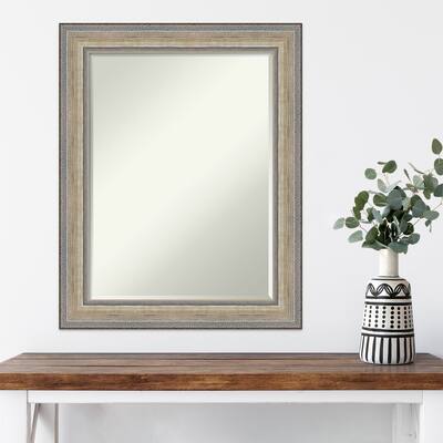 Fleur Silver Half-Inch-Bevel Wood Framed Wall Mirror - Fleur Champagne Silver - Glass Size 18x24