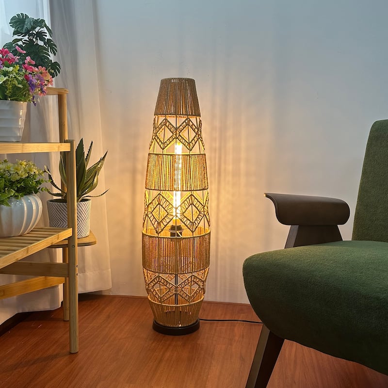 Vintage Vase Rattan Floor Lamp