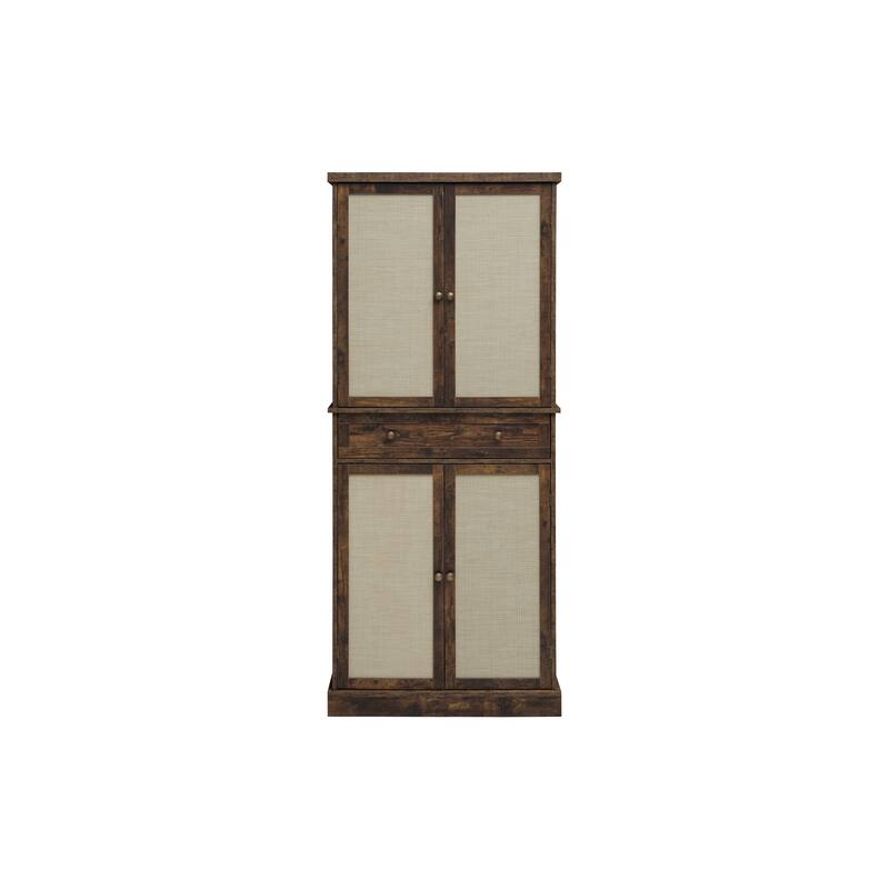 4 Door Cabinet with 1 Drawer, with 4 Adjustable Inner Shelves, Storage Cabinet