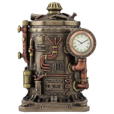 Veronese Design 7.1 H Steampunk Mysterious Container Clock Cold Cast Bronze