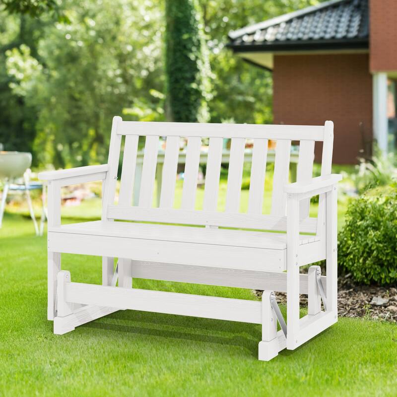 Outdoor Patio HDPE Glider Bench, Garden Rocking Bench