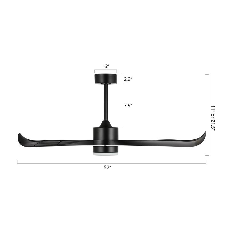 WINGBO 52 inch 2 Blades Modern Ceiling Fan with Lights and Remote - N/A