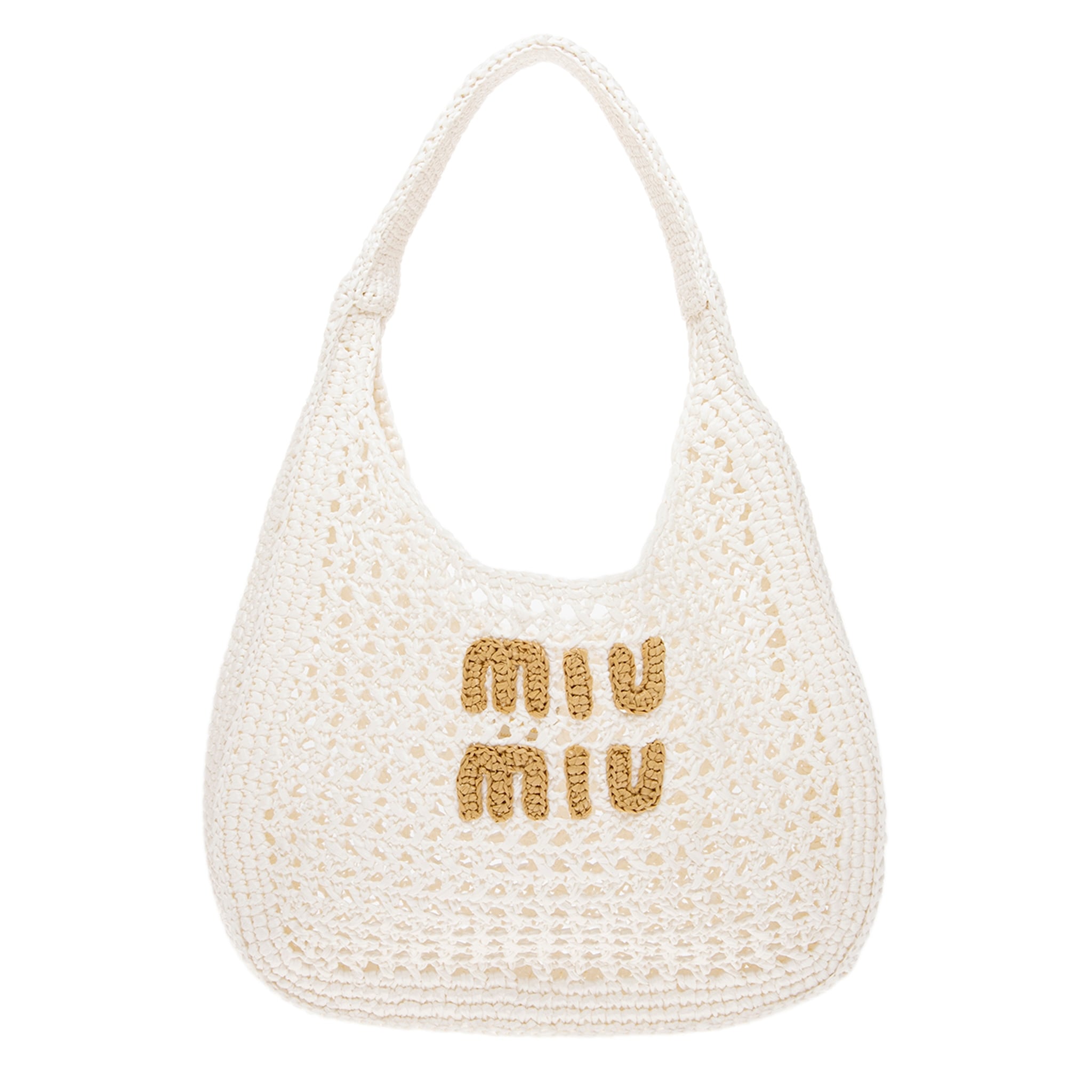 Miu Miu Raffia Effect Hobo Bag