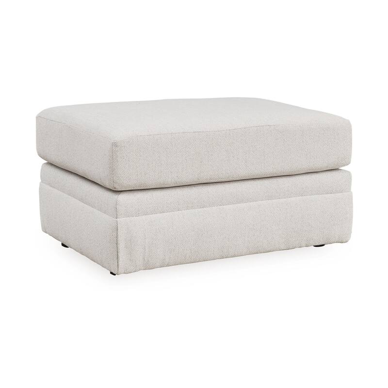 Maite Ottoman, Modern Chalk Gray Polyester, Soft Cushions, 34 Inch
